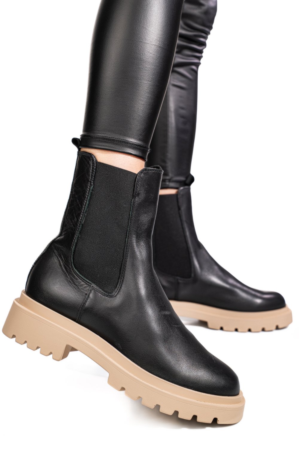 GHETE NEGRE PIELE NATURALA 52132465