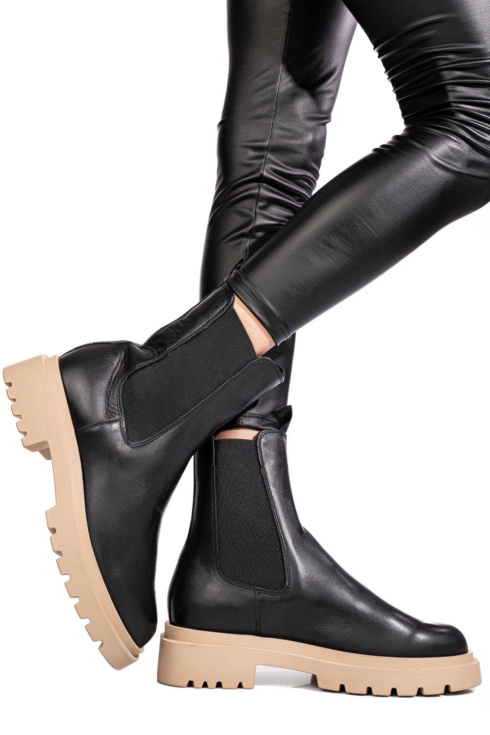 GHETE NEGRE PIELE NATURALA 52132465