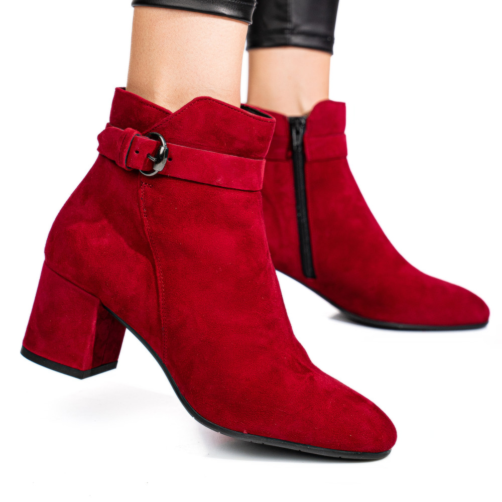 BOTINE ROSII PIELE NATURALA INTOARSA 50132052