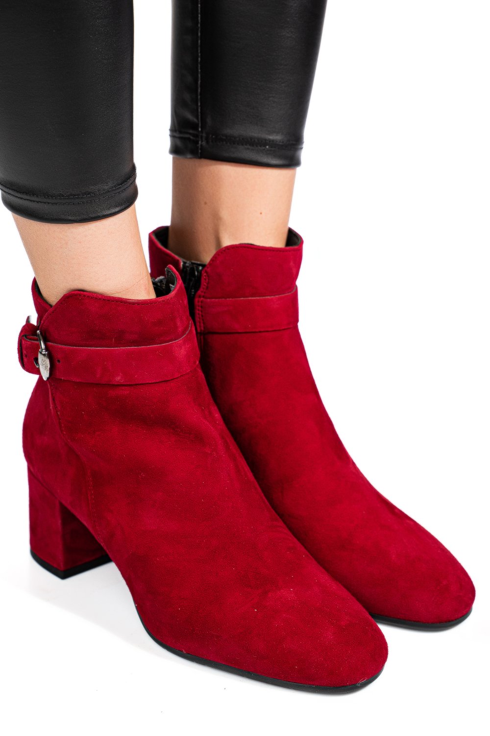 BOTINE ROSII PIELE NATURALA INTOARSA 50132052