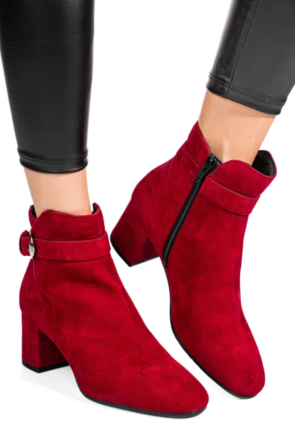 BOTINE ROSII PIELE NATURALA INTOARSA 50132052