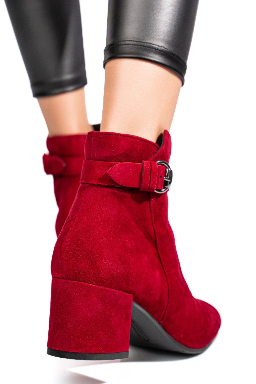 BOTINE ROSII PIELE NATURALA INTOARSA 50132052