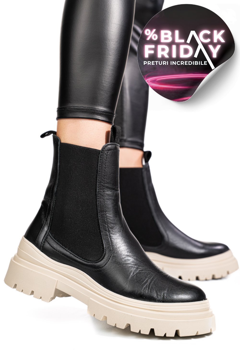 GHETE NEGRE PIELE NATURALA 52132505