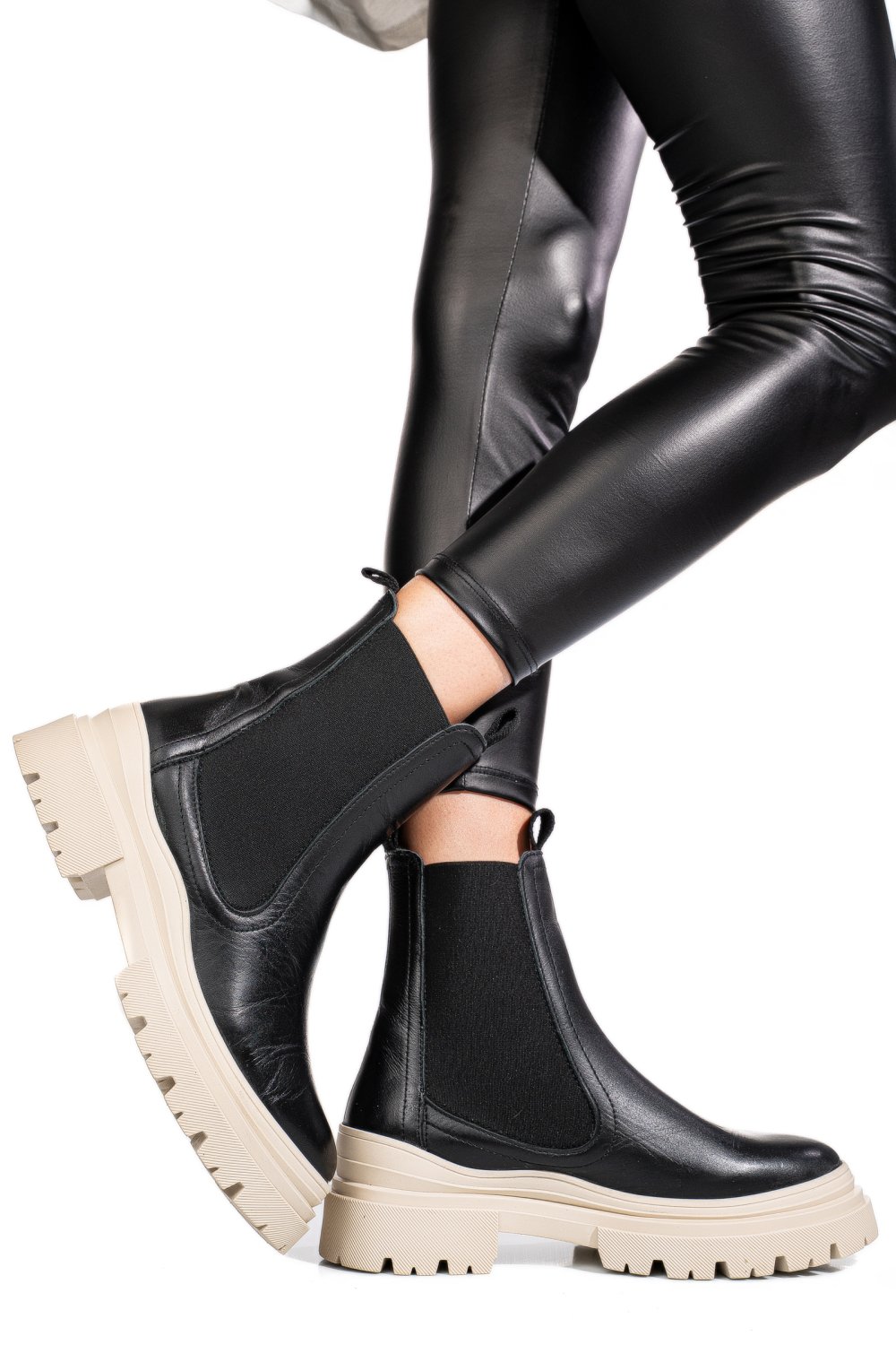 GHETE NEGRE PIELE NATURALA 52132505