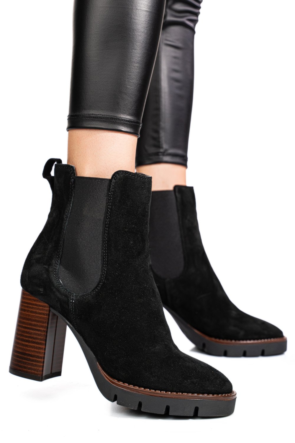 BOTINE NEGRE PIELE NATURALA INTOARSA 52132451