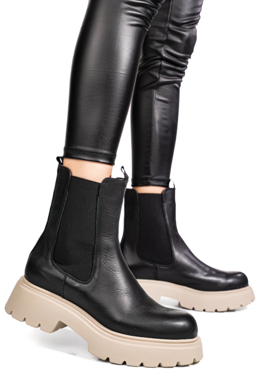 GHETE NEGRE PIELE NATURALA 52132459