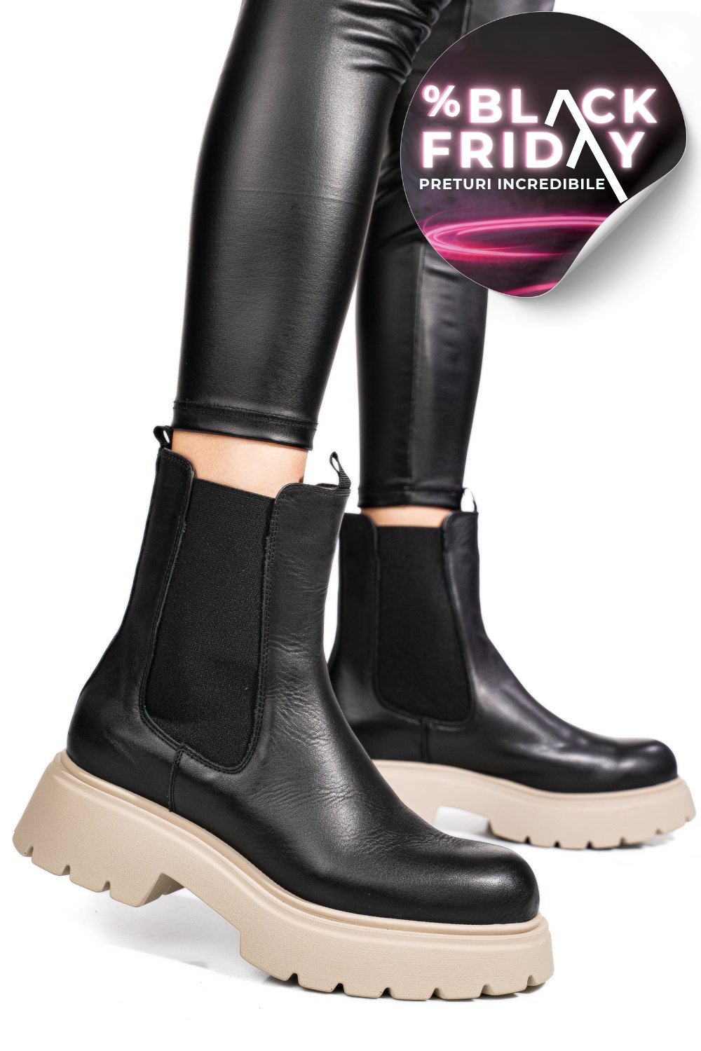 GHETE NEGRE PIELE NATURALA 52132459