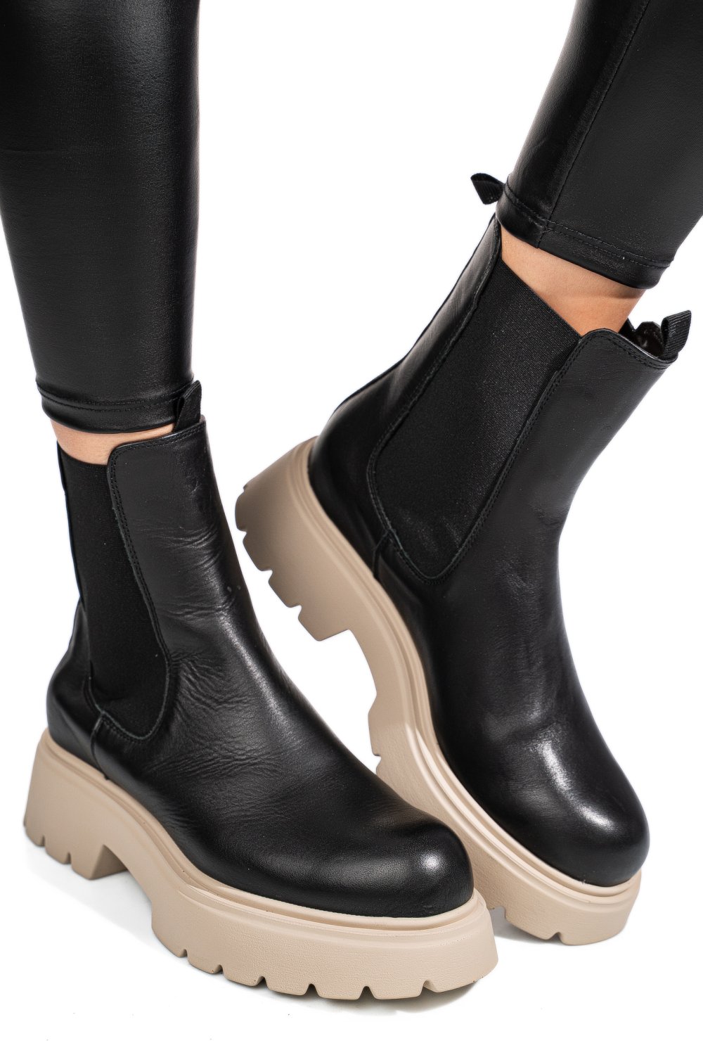 GHETE NEGRE PIELE NATURALA 52132459