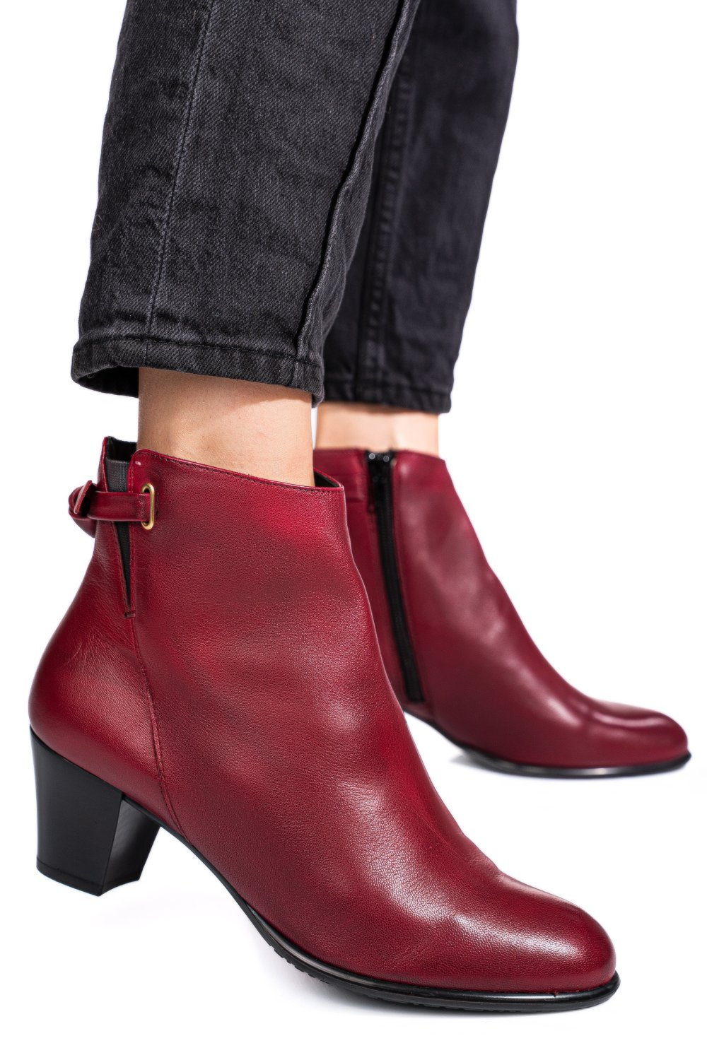 BOTINE ROSII PIELE NATURALA 50132058