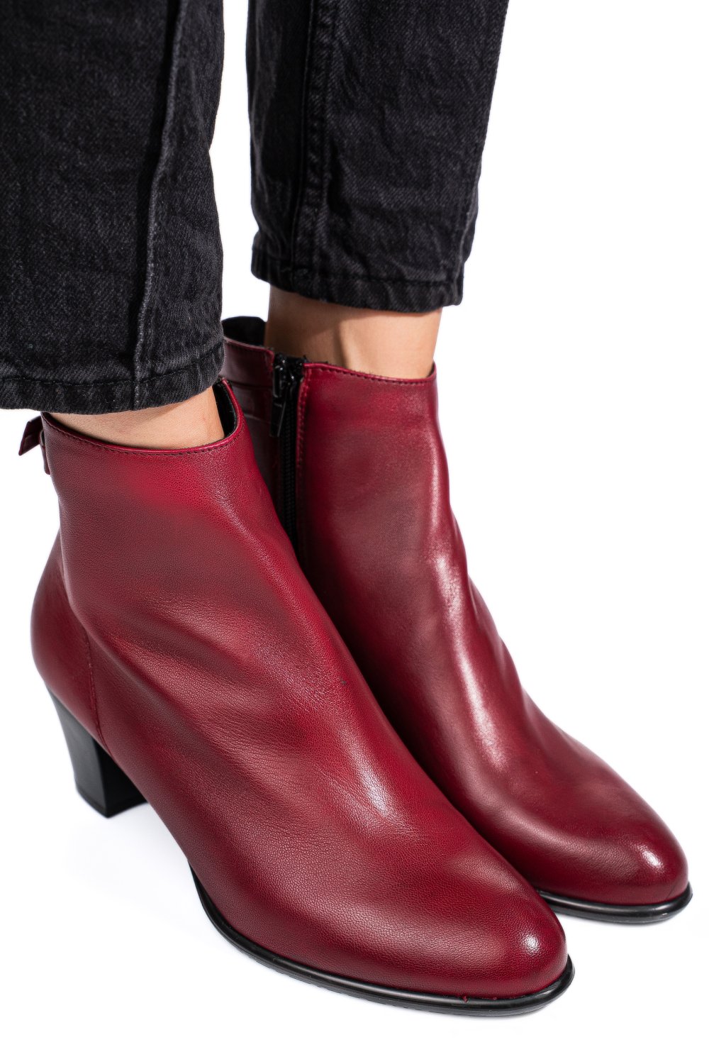 BOTINE ROSII PIELE NATURALA 50132058