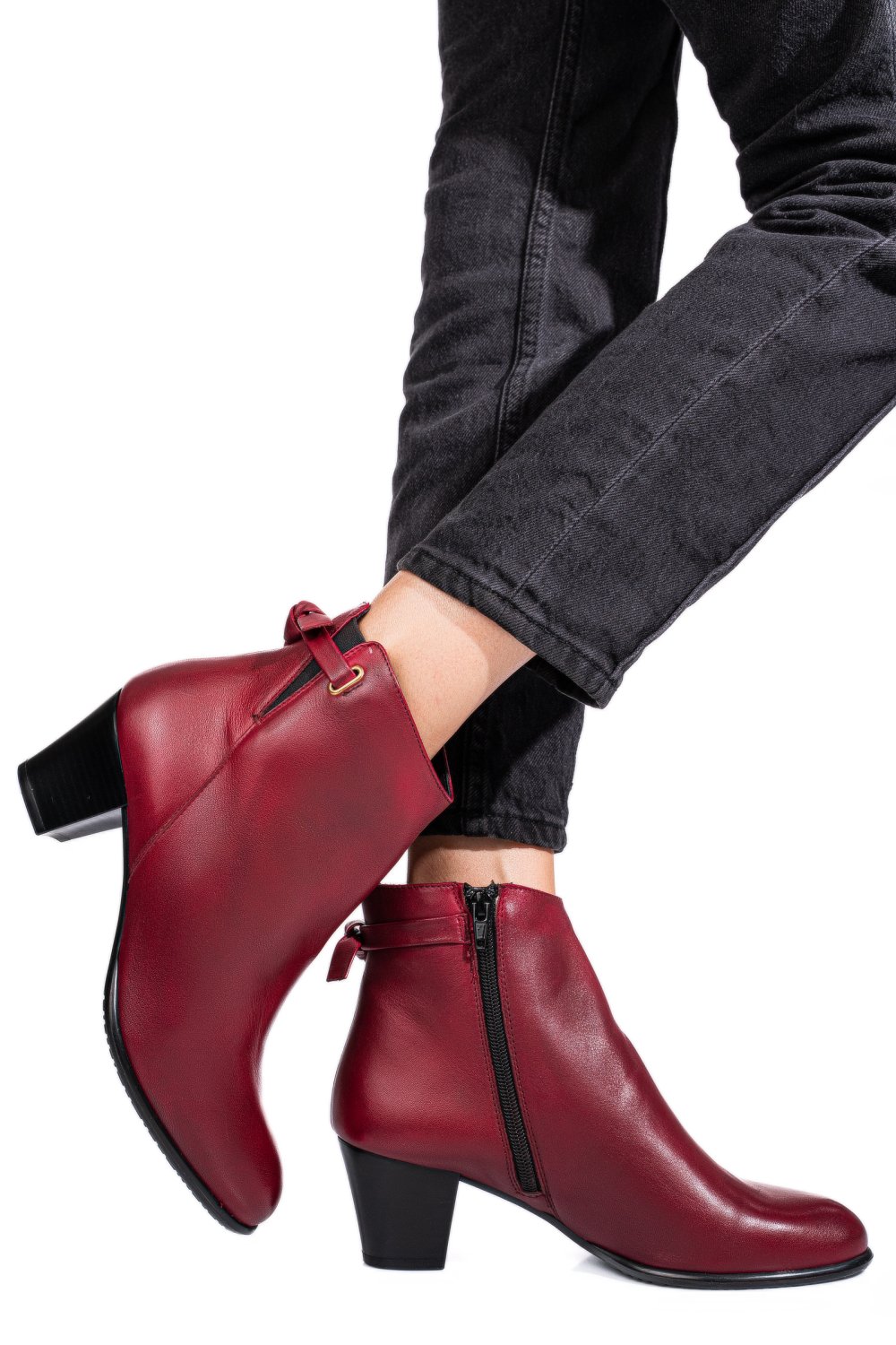 BOTINE ROSII PIELE NATURALA 50132058