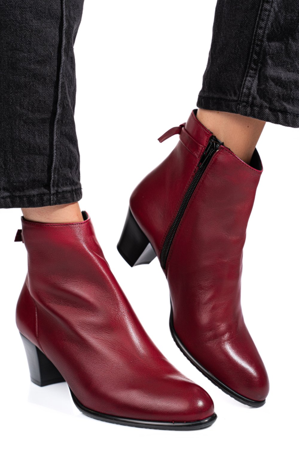 BOTINE ROSII PIELE NATURALA 50132058