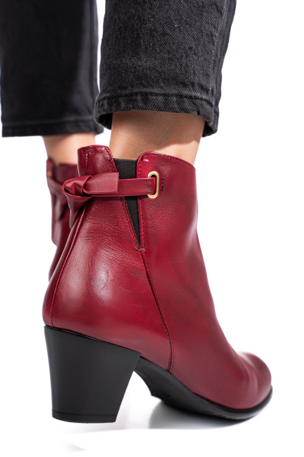 BOTINE ROSII PIELE NATURALA 50132058