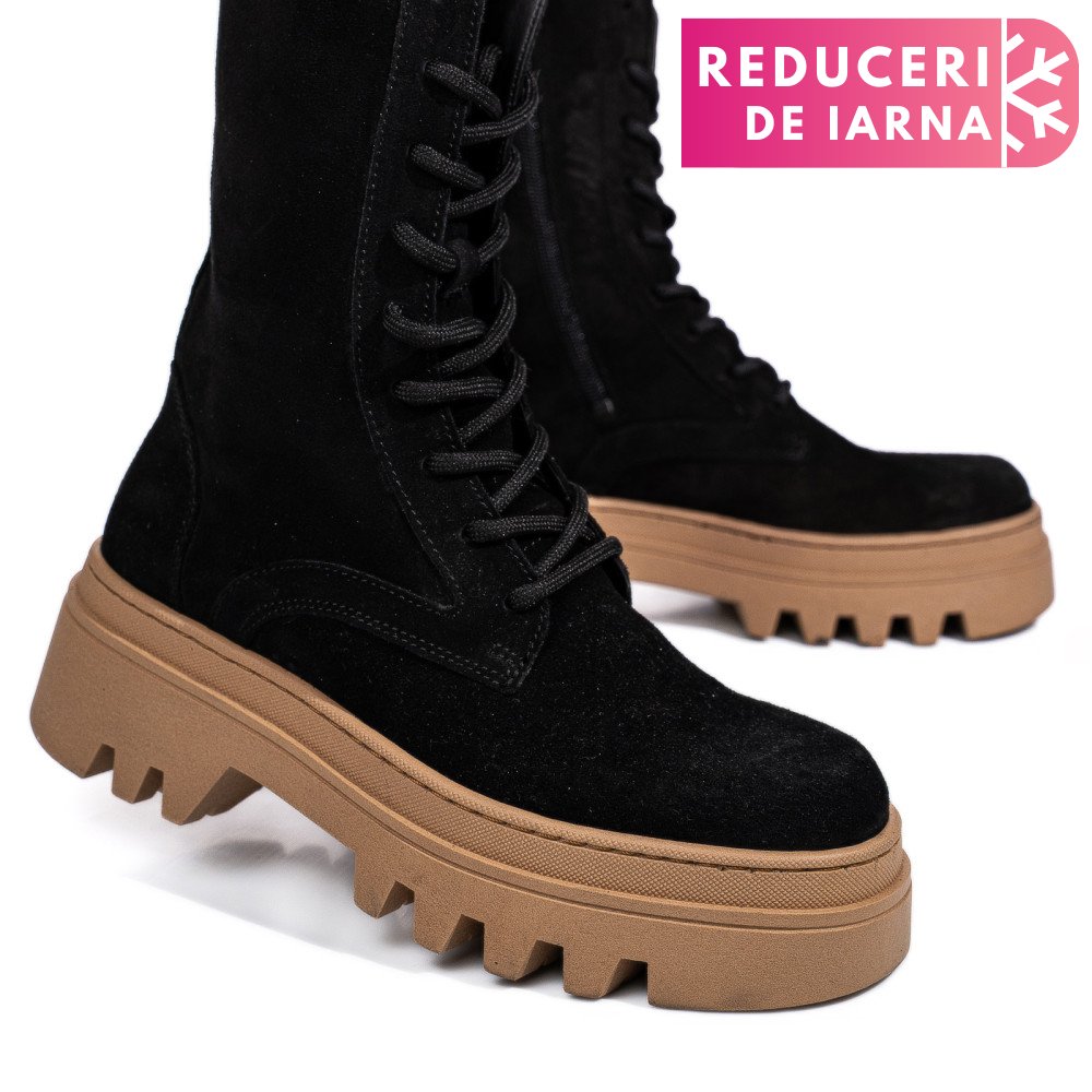 GHETE NEGRE PIELE NATURALA INTOARSA 52132500