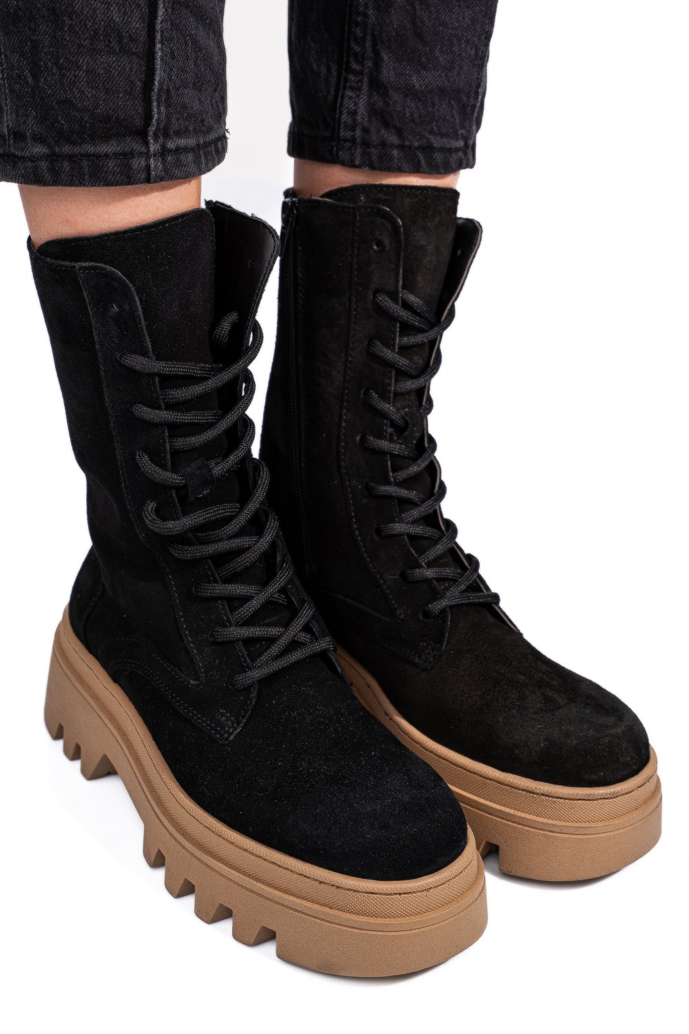 GHETE NEGRE PIELE NATURALA INTOARSA 52132500