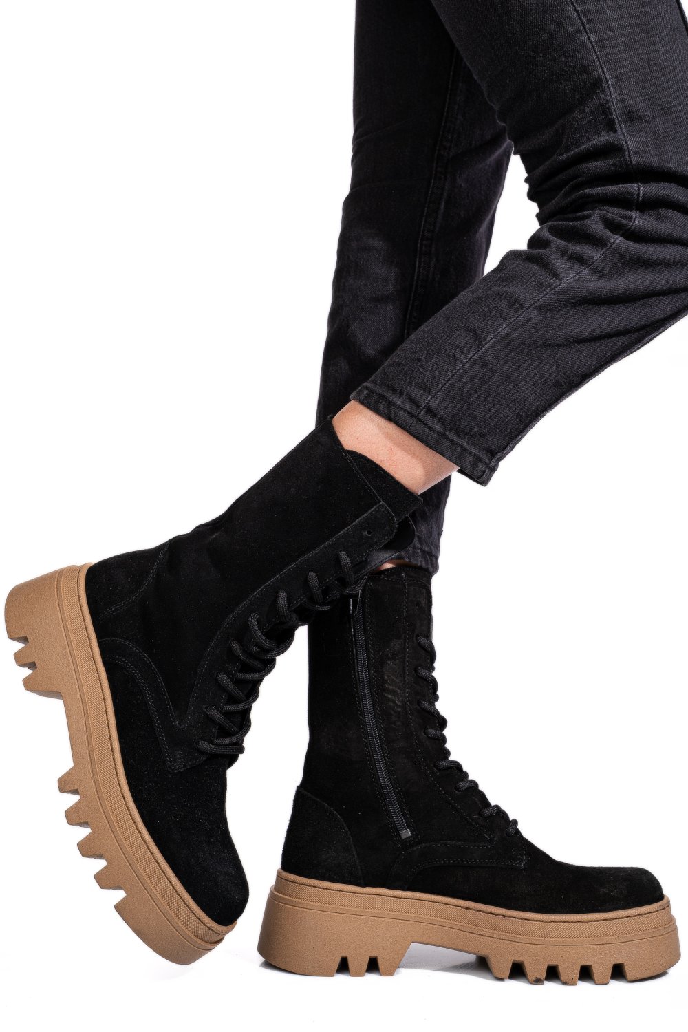 GHETE NEGRE PIELE NATURALA INTOARSA 52132500