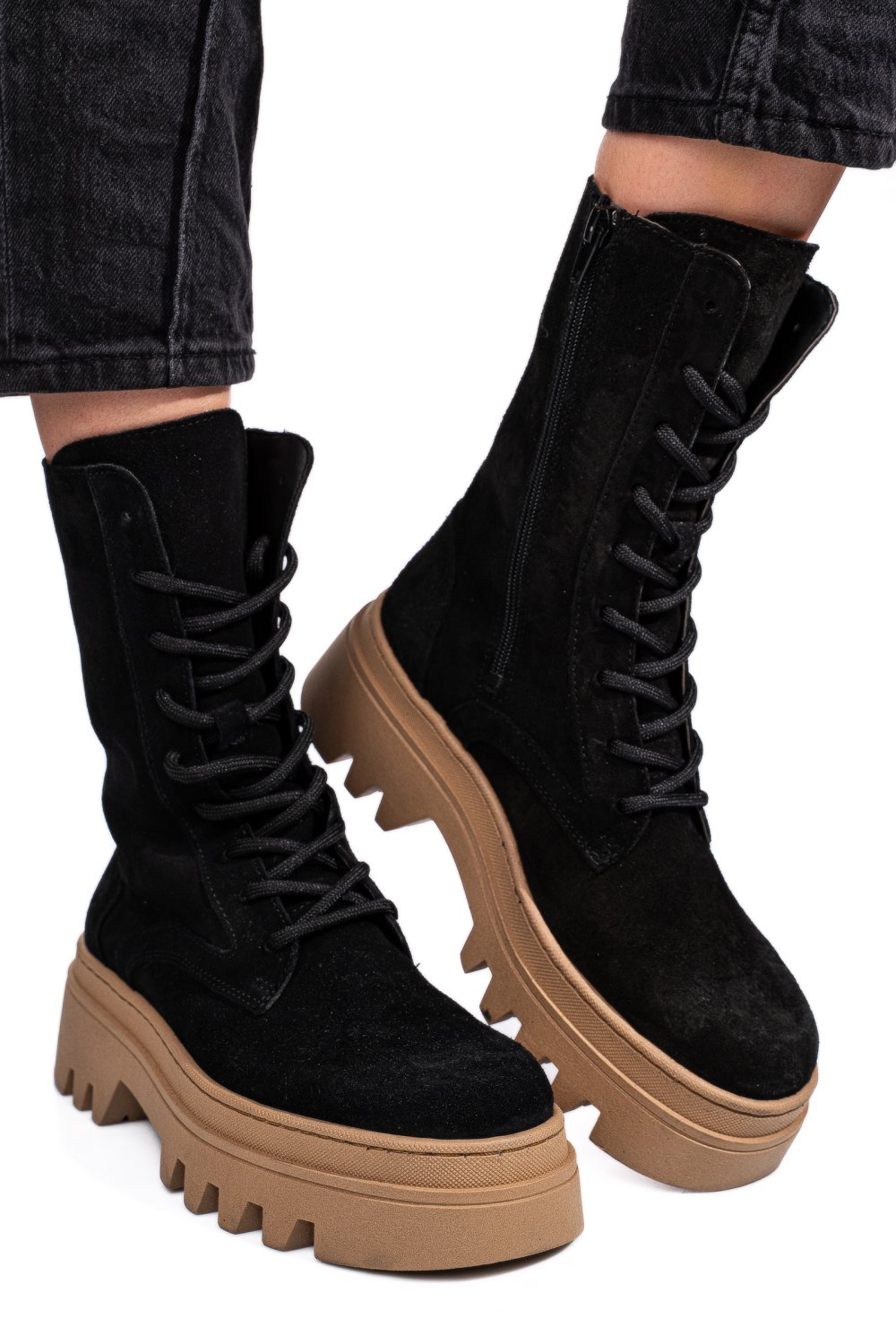 GHETE NEGRE PIELE NATURALA INTOARSA 52132500