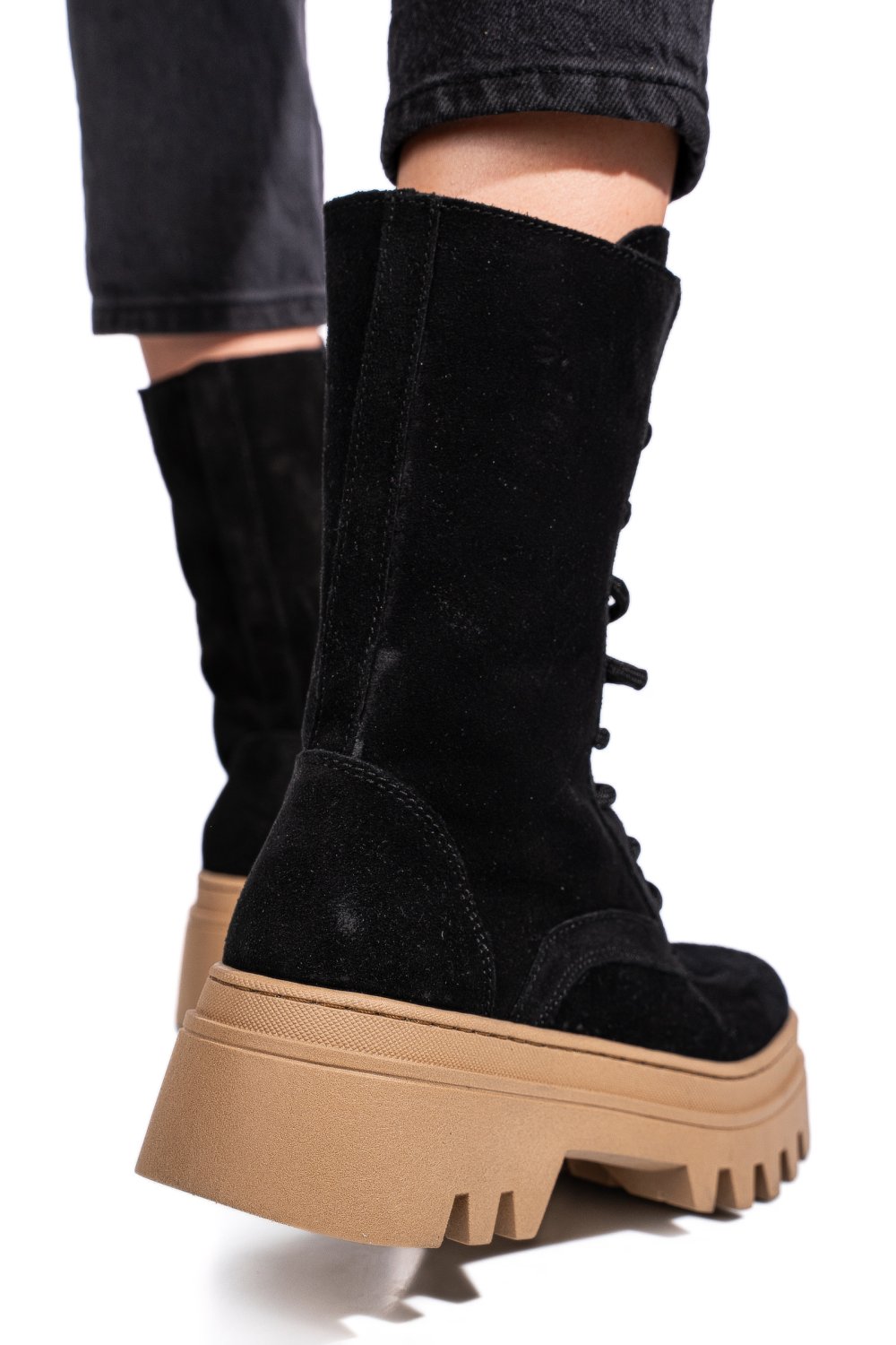 GHETE NEGRE PIELE NATURALA INTOARSA 52132500