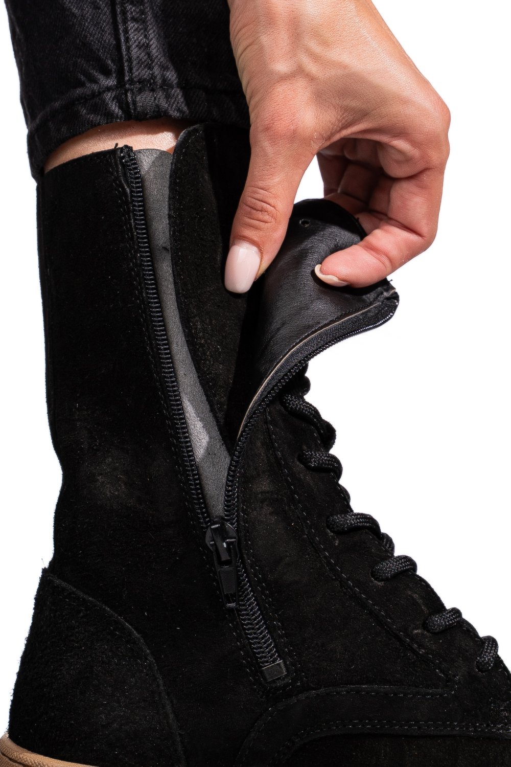 GHETE NEGRE PIELE NATURALA INTOARSA 52132500
