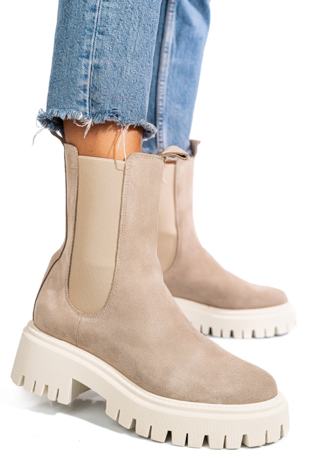 GHETE BEJ PIELE NATURALA INTOARSA 52132450