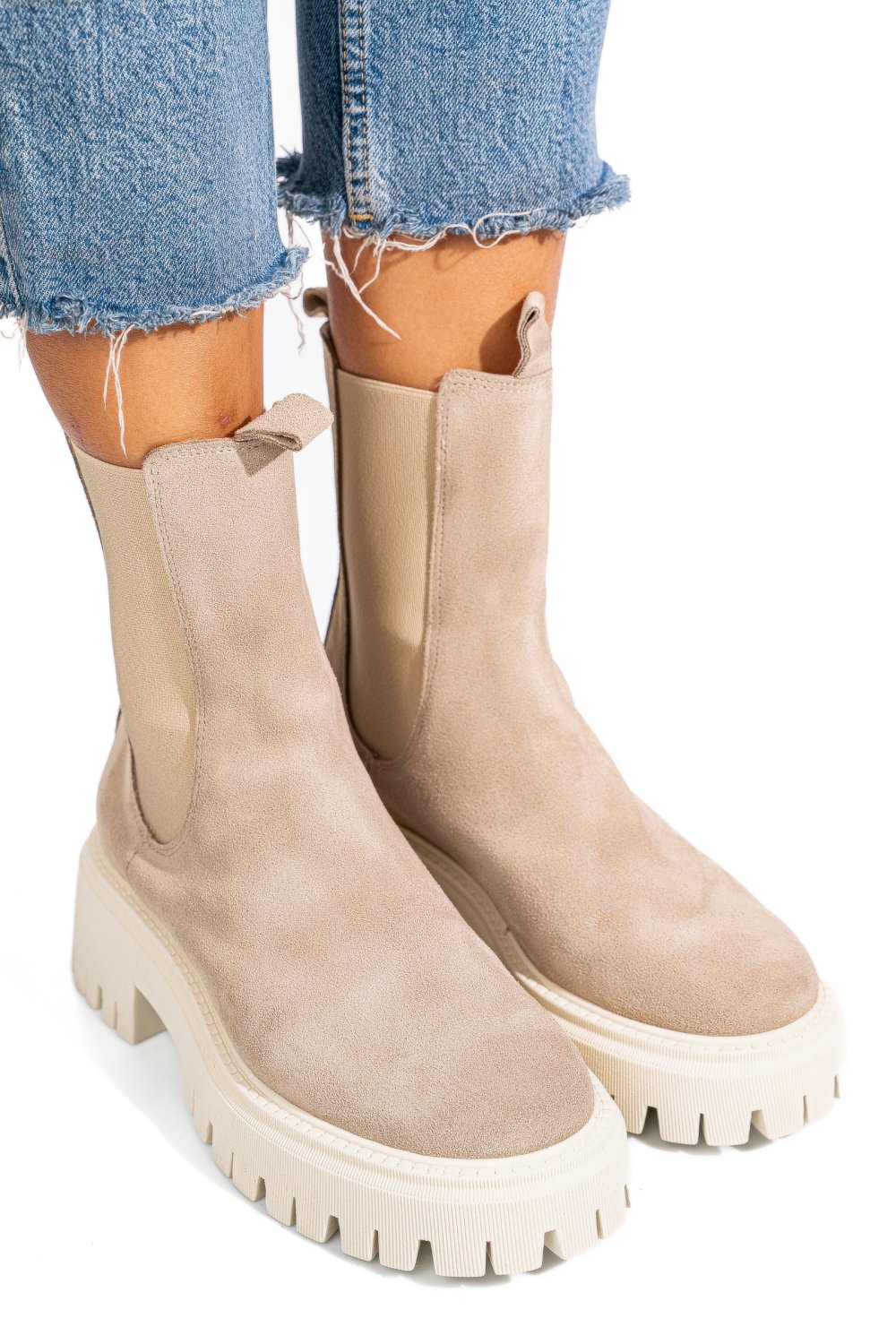 GHETE BEJ PIELE NATURALA INTOARSA 52132450