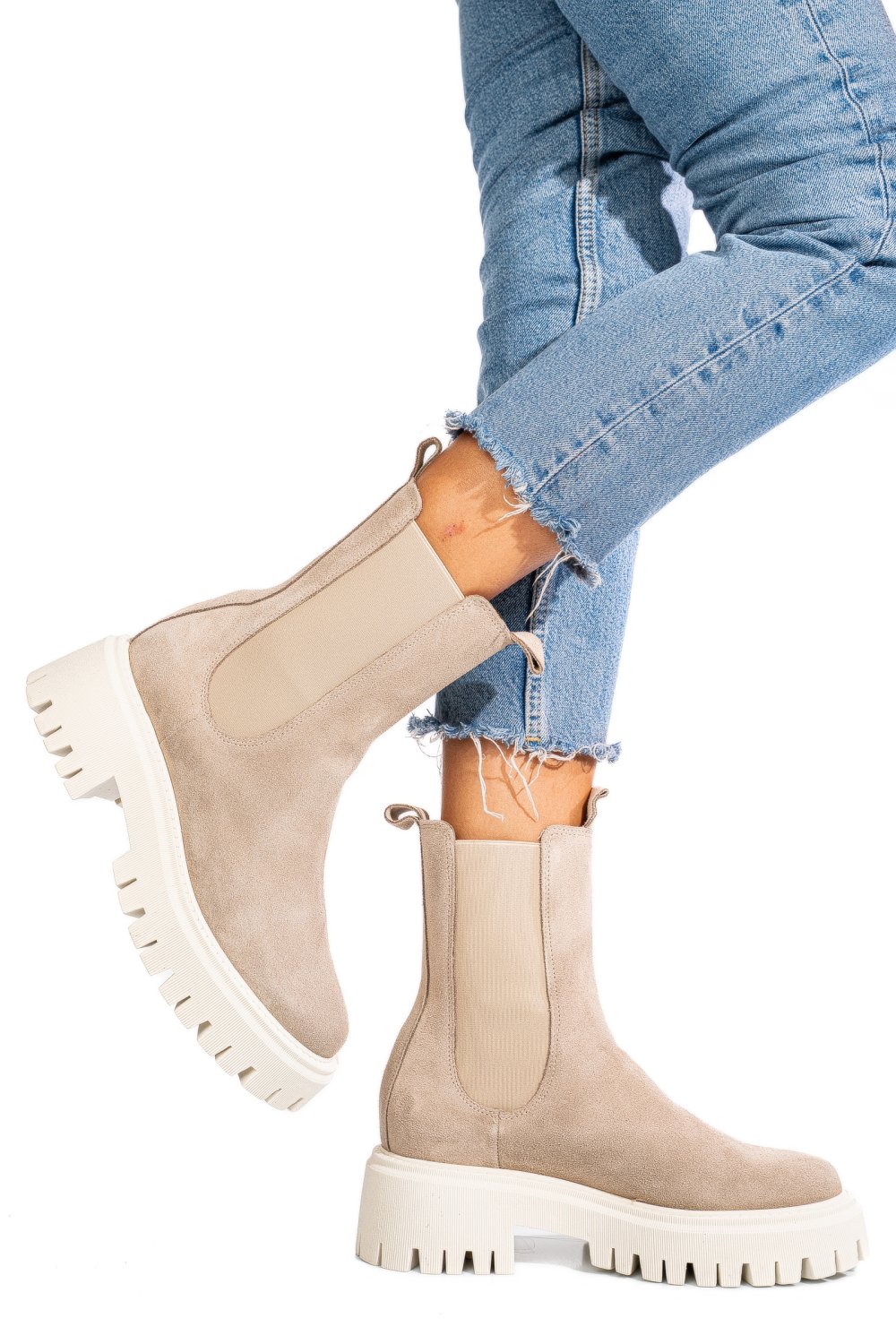 GHETE BEJ PIELE NATURALA INTOARSA 52132450