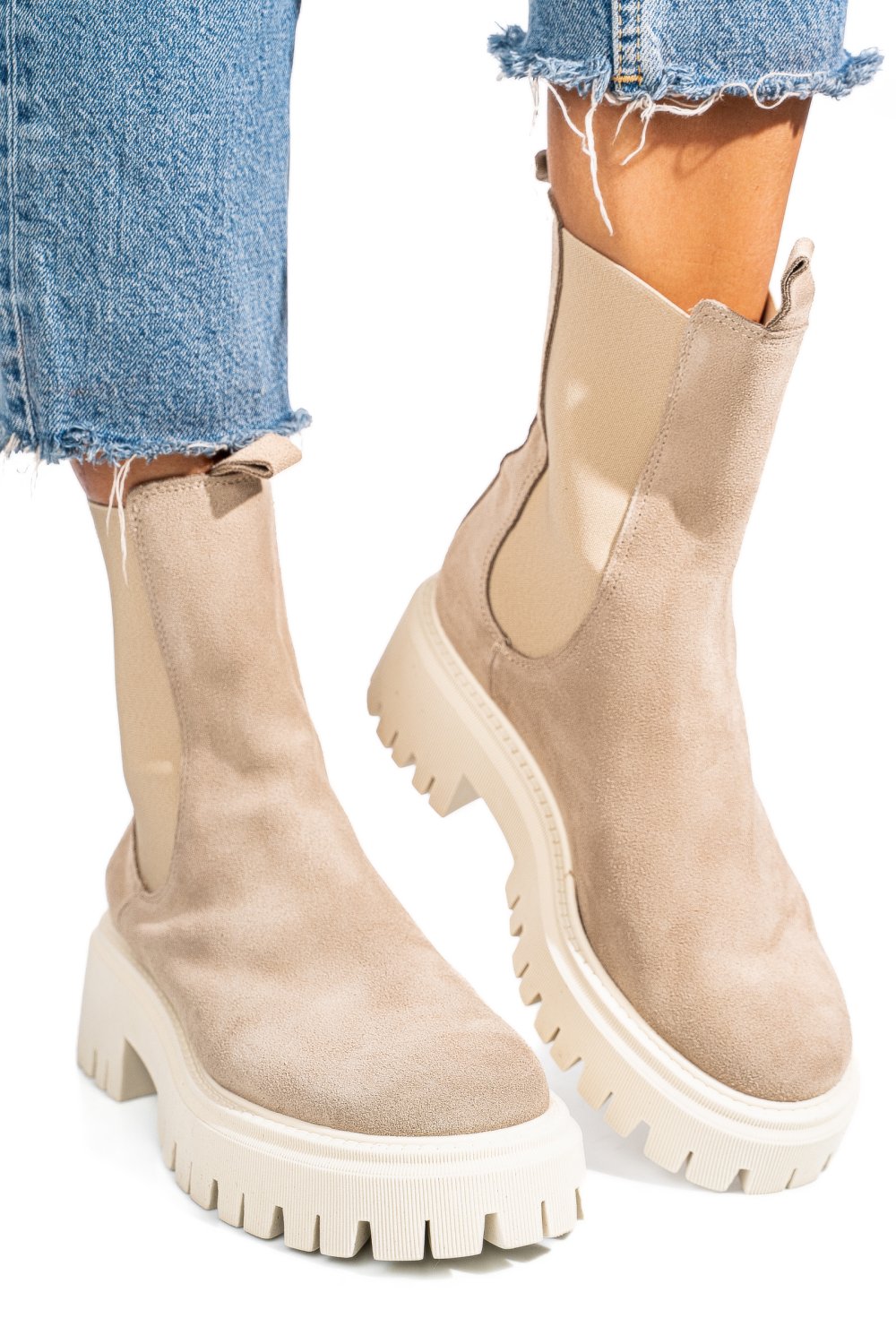 GHETE BEJ PIELE NATURALA INTOARSA 52132450