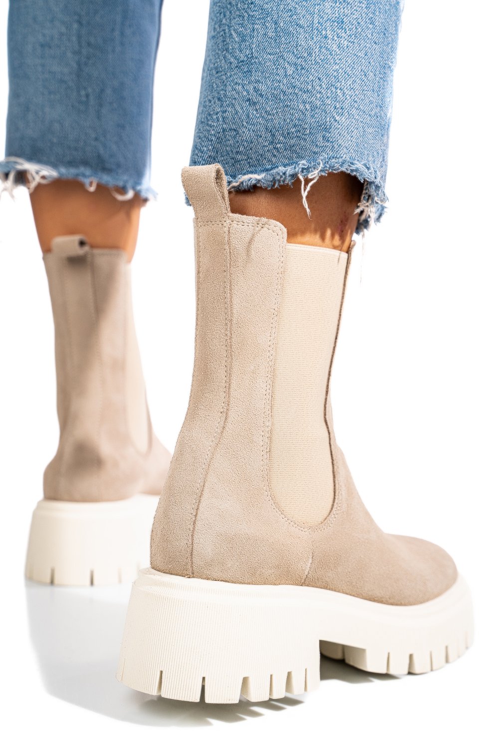 GHETE BEJ PIELE NATURALA INTOARSA 52132450