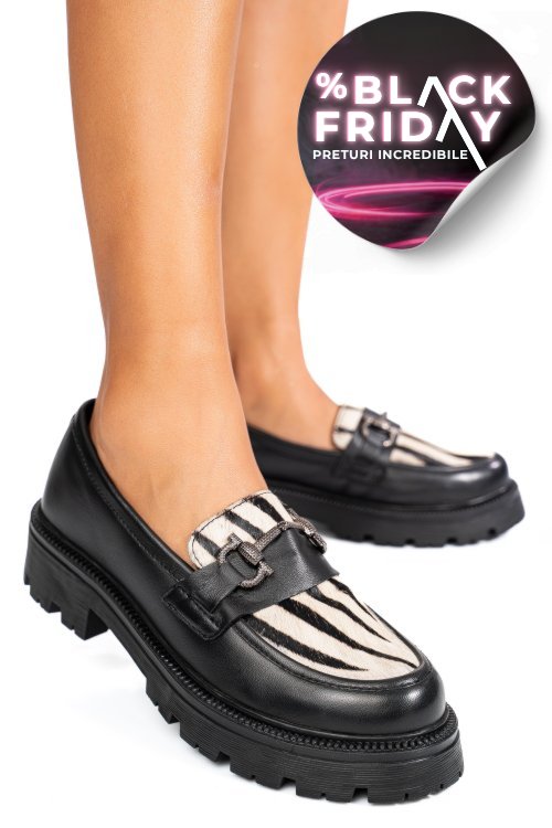 Mocasini negri piele naturala ts77im290