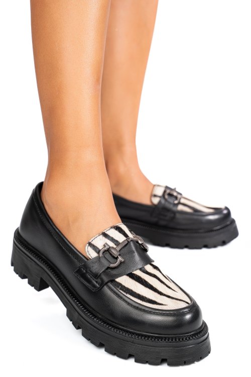 Mocasini negri piele naturala ts77im290