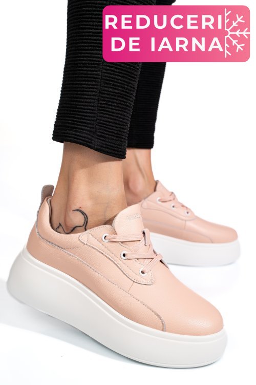 Pantofi sport roz piele naturala fsp002291