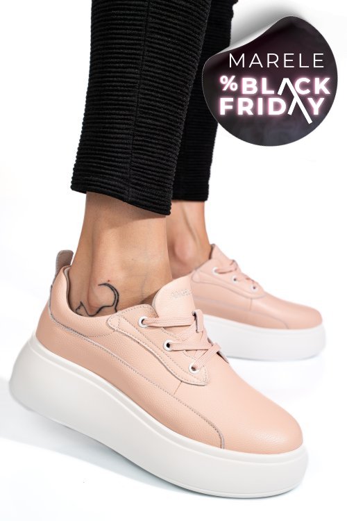 Pantofi sport roz piele naturala fsp002291