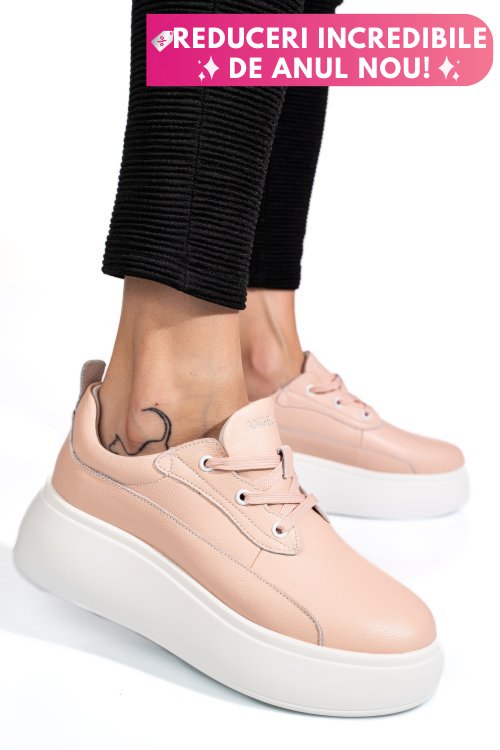 Pantofi sport roz piele naturala fsp002291