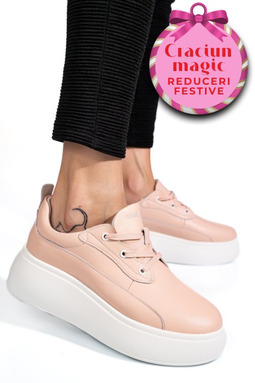 Pantofi sport roz piele naturala fsp002291