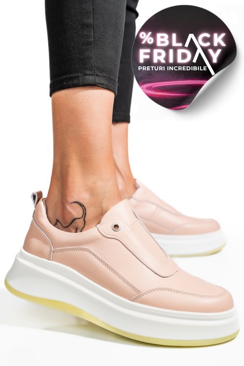 Pantofi sport roz piele naturala fsp002293