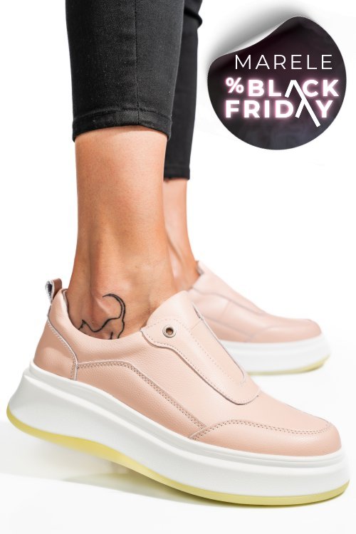 Pantofi sport roz piele naturala fsp002293