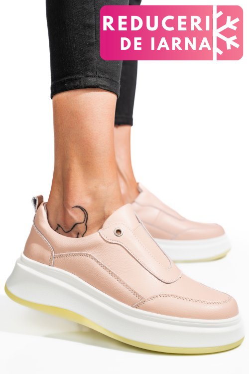 Pantofi sport roz piele naturala fsp002293