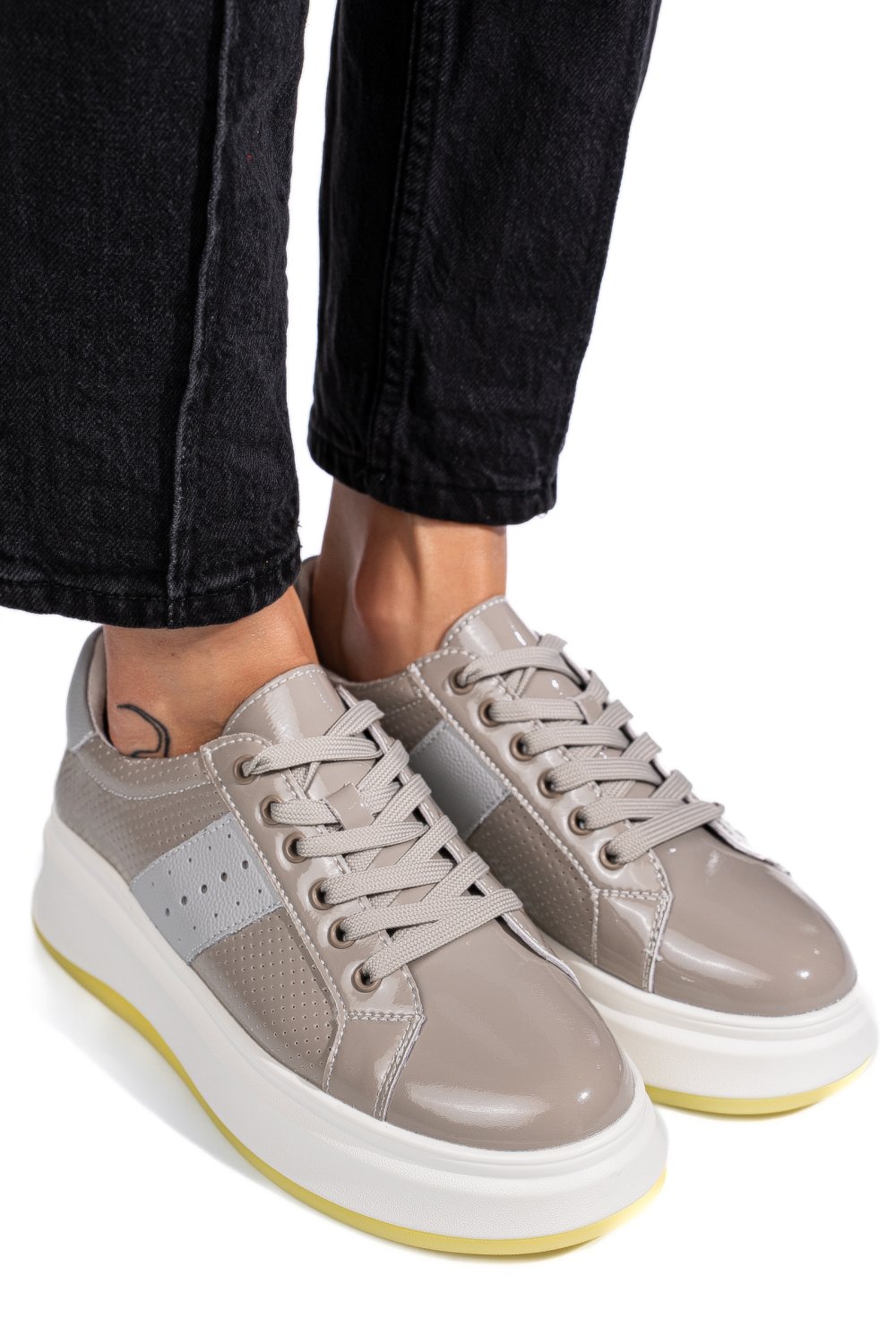 PANTOFI SPORT LIGHT GREY PIELE NATURALA LACUITA FSP002-283