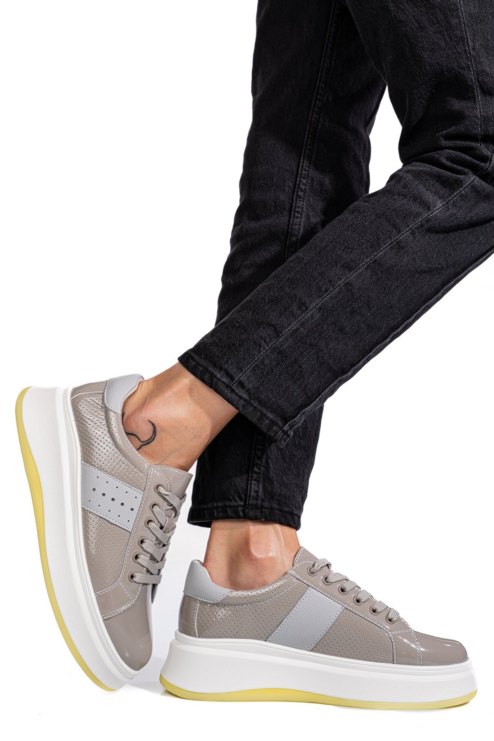 PANTOFI SPORT LIGHT GREY PIELE NATURALA LACUITA FSP002-283