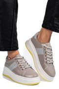 PANTOFI SPORT LIGHT GREY PIELE NATURALA LACUITA FSP002-283