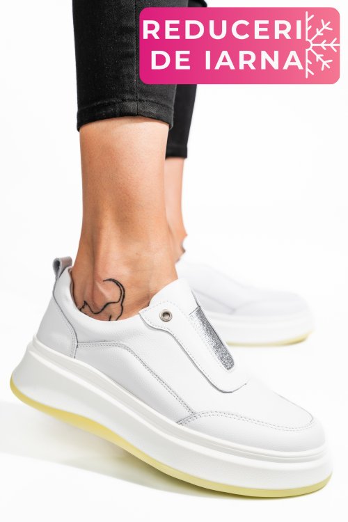 Pantofi sport albi piele naturala fsp002293