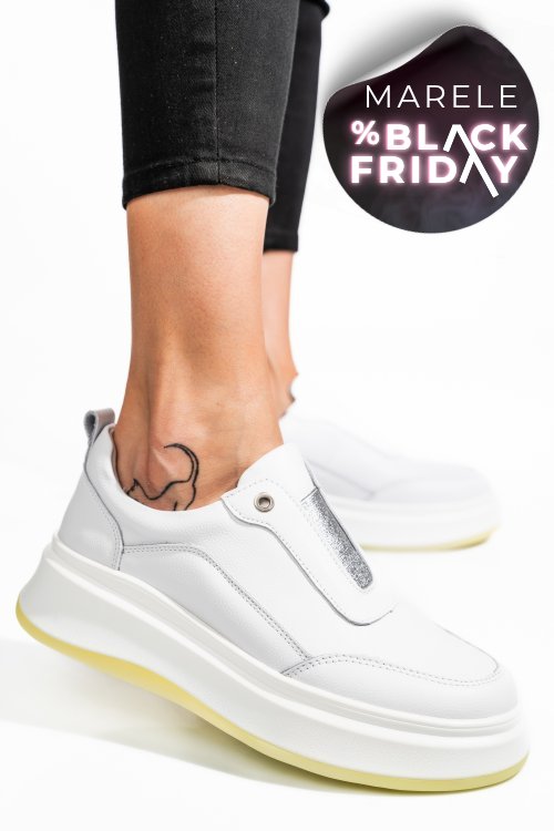 Pantofi sport albi piele naturala fsp002293