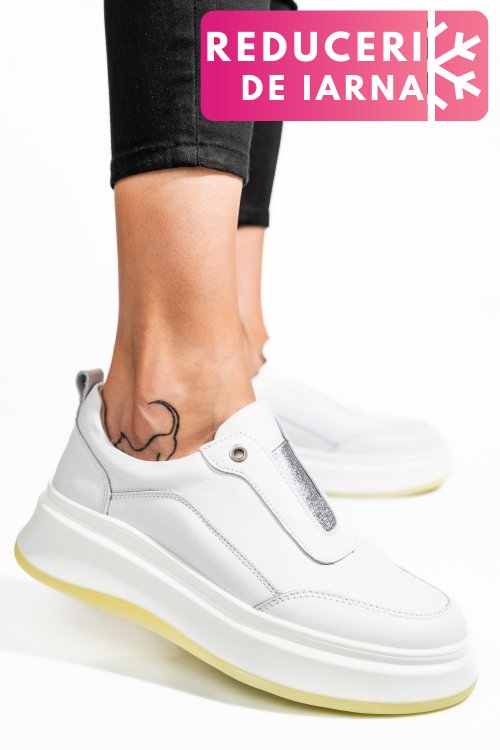 Pantofi sport albi piele naturala fsp002293
