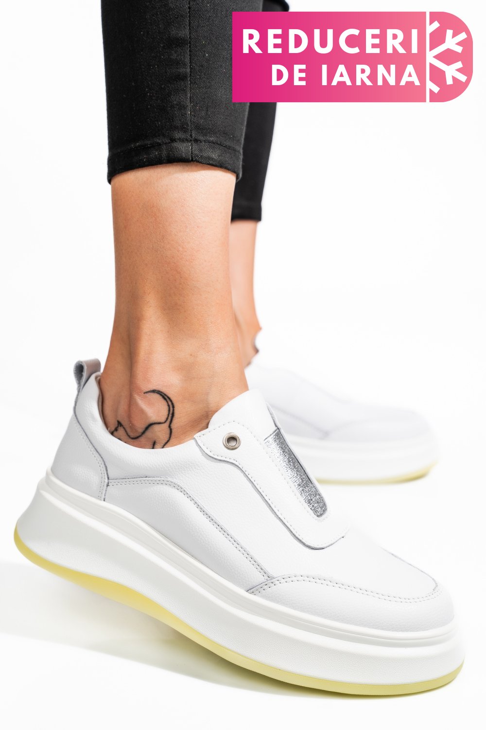 PANTOFI SPORT ALBI PIELE NATURALA FSP002293