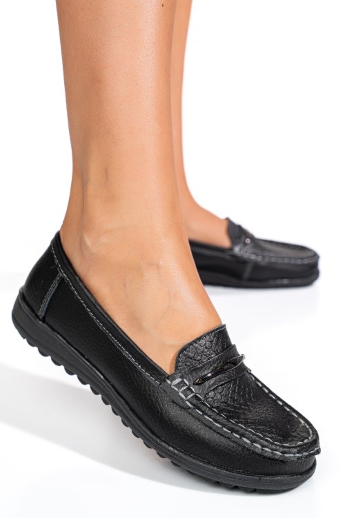 Mocasini negri piele naturala bsp07
