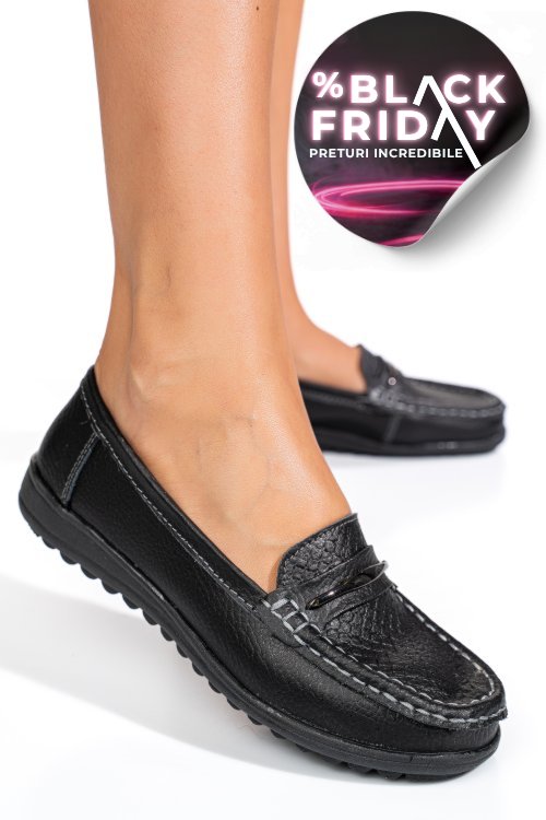 Mocasini negri piele naturala bsp07