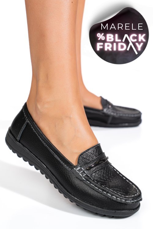 Mocasini negri piele naturala bsp07