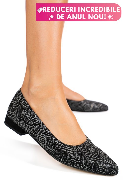 Balerini negru argintiu piele naturala 0pc7aka