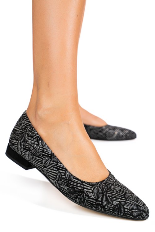 Balerini negru argintiu piele naturala 0pc7aka