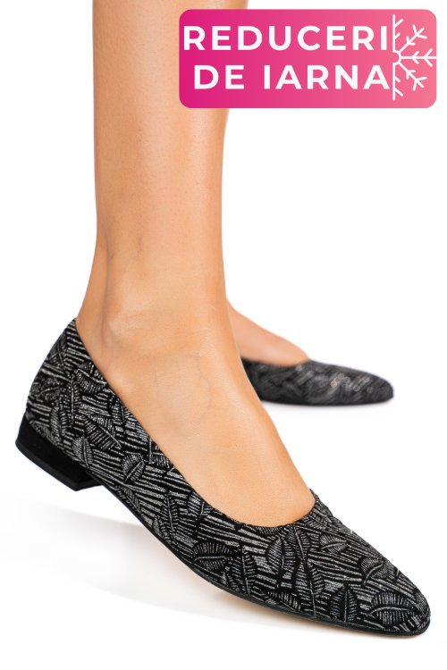 Balerini negru argintiu piele naturala 0pc7aka